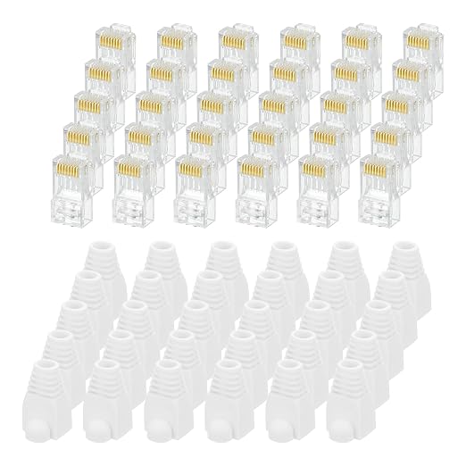MECCANIXITY 60pcs Cat6 RJ45 Pass Through Connectors, RJ45 Connector 8P8C Gold by MECCANIXITY