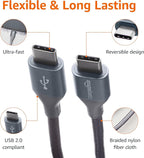Amazon Basics USB C to USB C Cable Charger Cable, Nylon Braided Cord, 480Mbps - Image 3