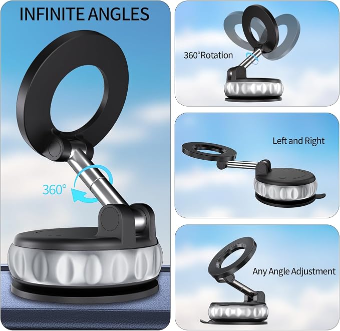 Vacuum Suction Magnetic Phone Holder, 2025 Upgraded Foldable Retractable - Image 3
