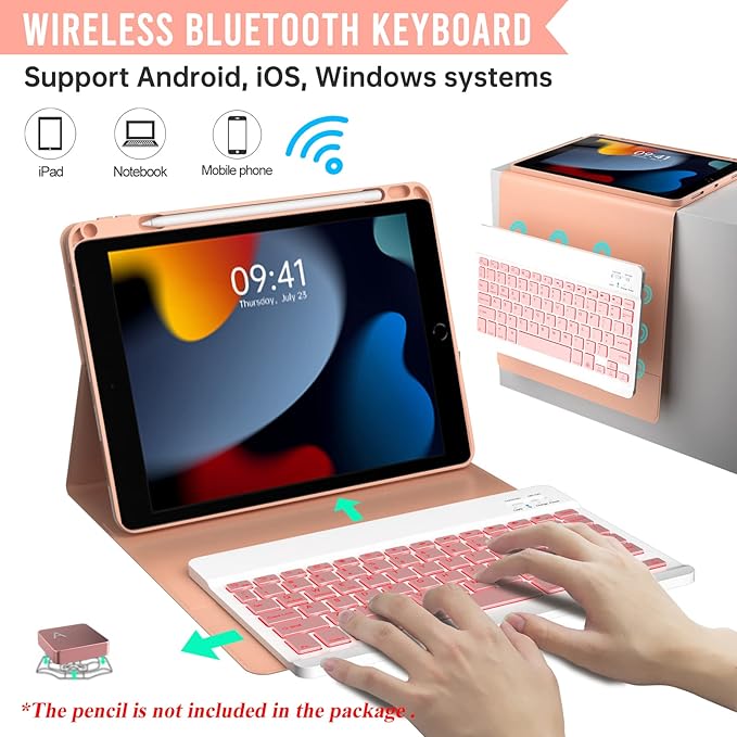 BLUTLOTUS Keyboard Case for iPad 9th/8th/7th Generation 10.2 inch, 360° - Image 4