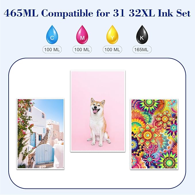 Pristar Compatible with HP 31 32XL Ink Bottle Set Compatible with HP Smart Tank - Image 5