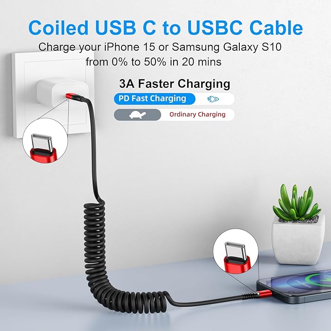 KIYODA USB C to USB C Cable 6ft, Type C Fast Charging Compatible - Image 2