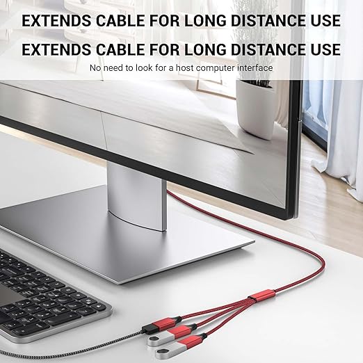 3.3FT USB Splitter 3 in 1 Out, A Male to 3 Female Extension Cable, USB Y - Image 4