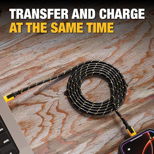 DEWALT Heavy Duty USB C Cable, Jobsite 60 Watt USB C Cable, High Speed Type-C - Image 4