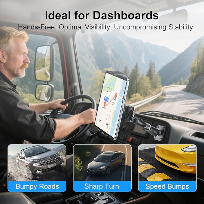 PLDHPRO Tablet Mount for Truck, Heavy Duty Drill Base Tablet Holder for Car - Image 2