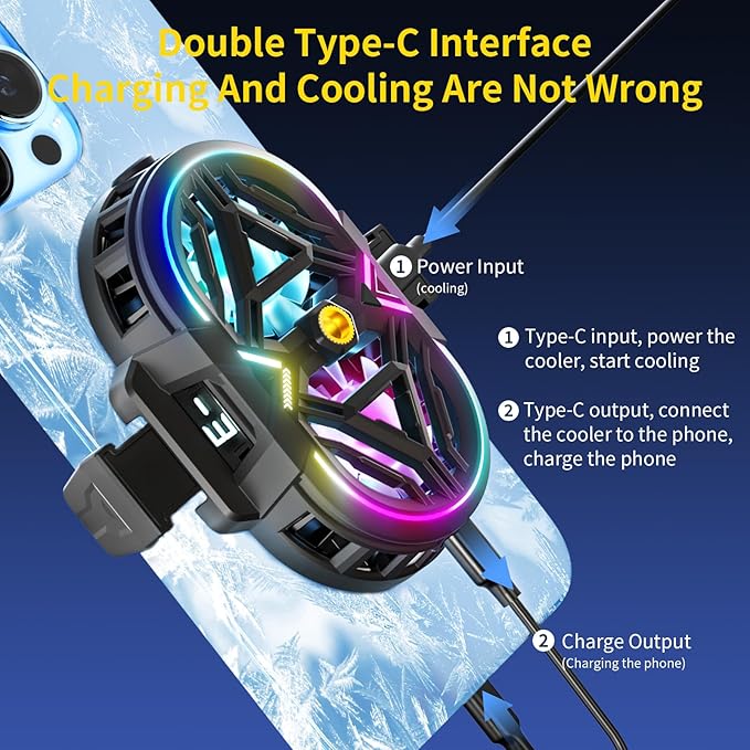 Cell Phone Cooler with LED, Cooling Power, Compatible with 2.5-3.5 Inch Wide - Image 5