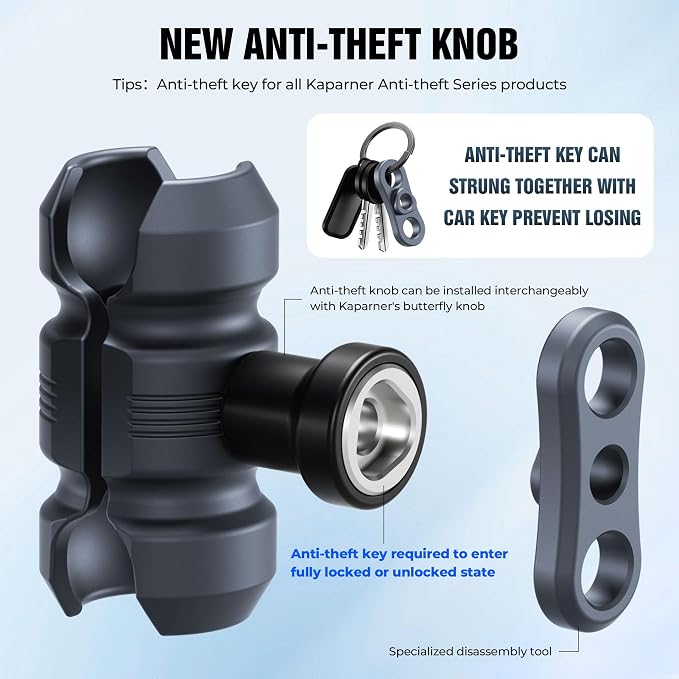 Motorcycle Phone Clip Kit, Anti-Theft Double Socket Arm/Angled Bolt-Head - Image 7