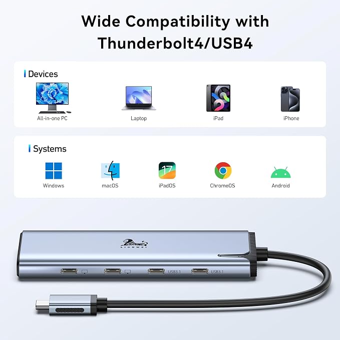 USB C Docking Station Dual Monitor 4K@60Hz DP Alt Mode, USB C Video Hub - Image 8