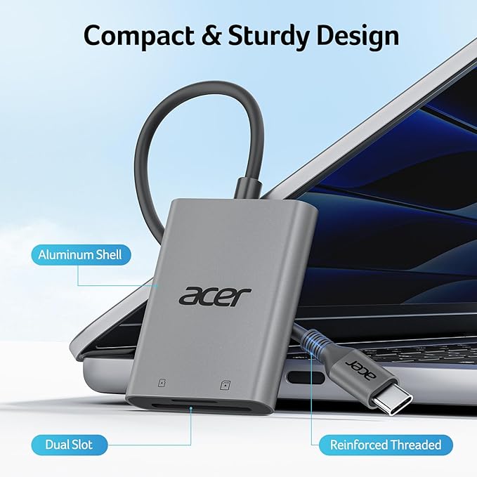 Acer SD Card Reader USB C, Dual Slots Type C to Memory Card Reader, Aluminum - Image 5