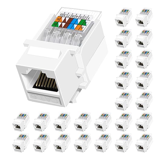 Cat6 RJ45 Keystone Jacks Toolless 25-Pack, Female RJ45 Connectors, Ethernet by Unknown