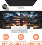 Mouse Pad Large A Cross with an Eagle Non-Slip Game Desk Mat with Stitched Edge - Image 4