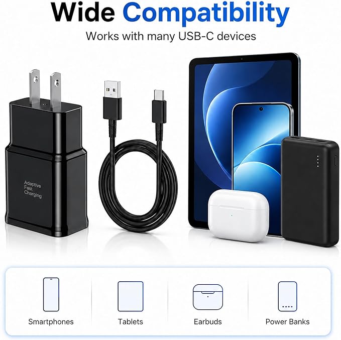 Type C Charger Fast Charging, 2 Pack USB C Android Phone Wall Charger Block & - Image 6