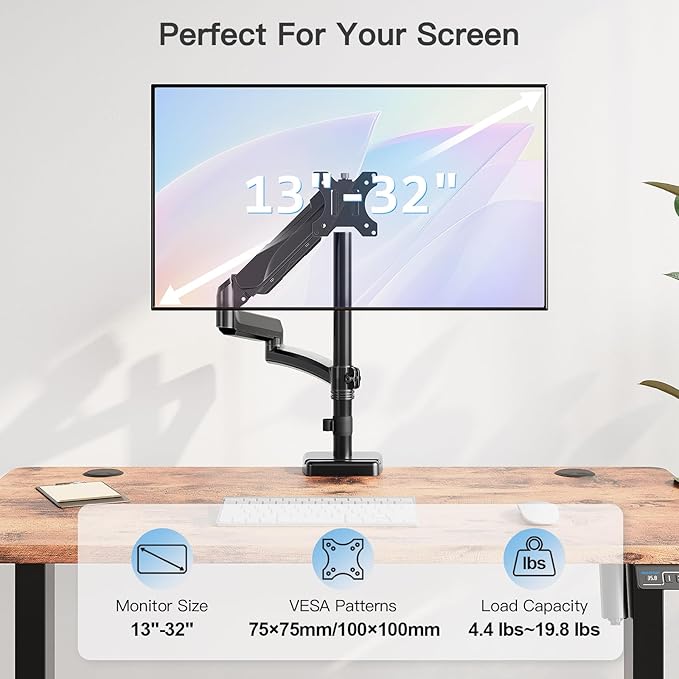 MOUNTUP 27 inch Extra Long Monitor Arm, Single Desk Mount - Image 3