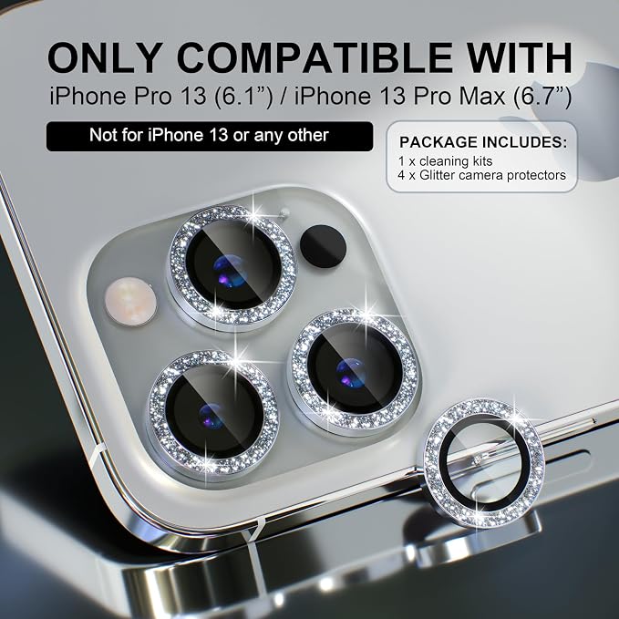Choiche [3+1 for iPhone 13 Pro/iPhone 13 Pro Max Camera Lens Protector Bling - Image 2