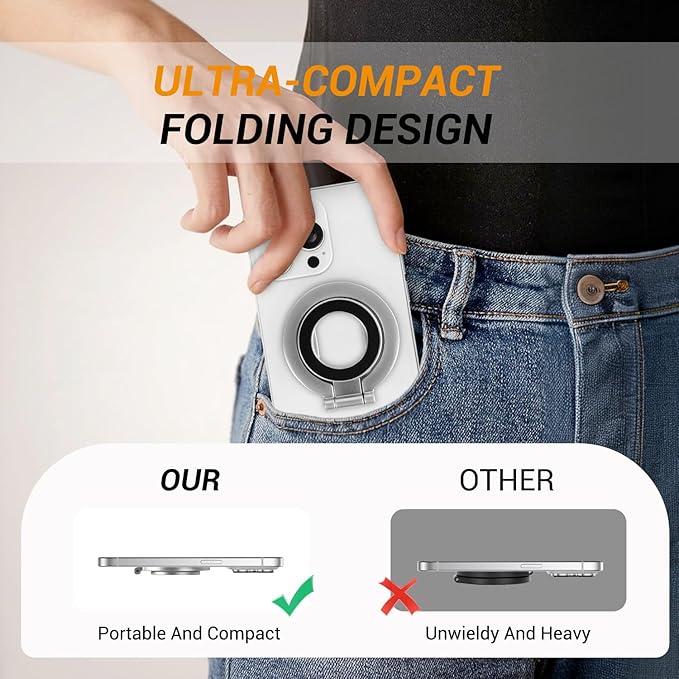 Magnetic Ring Holder Grip, Adjustable Magnet Phone Ring Stand, Strong Double - Image 6