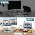 TEAMIX 2 Pack Monitor Stand Riser-20 inch, Wooden Desktop Riser - Image 7