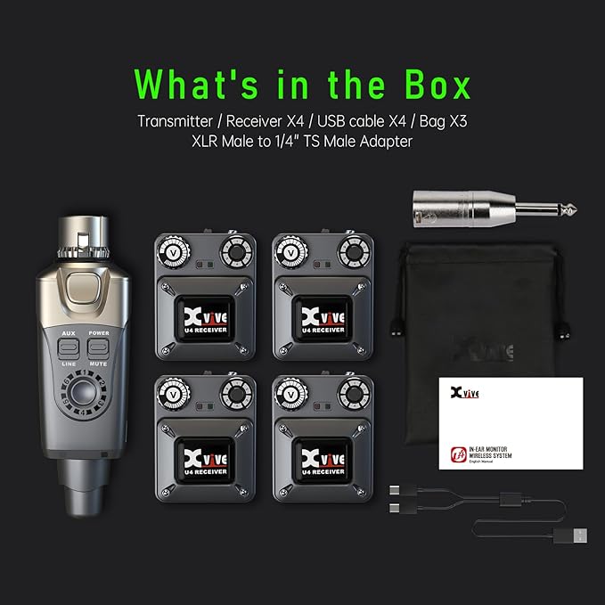 Xvive U4R4 Wireless in-Ear Monitor System Professional IEM System, 1 - Image 8