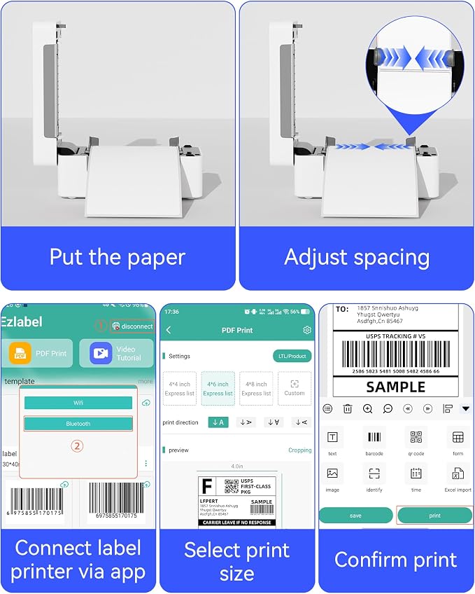 Bluetooth Thermal Label Printer, Wireless 4x6 Shipping Label Printer - Image 8