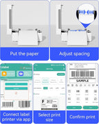 Bluetooth Thermal Label Printer, Wireless 4x6 Shipping Label Printer - Image 8