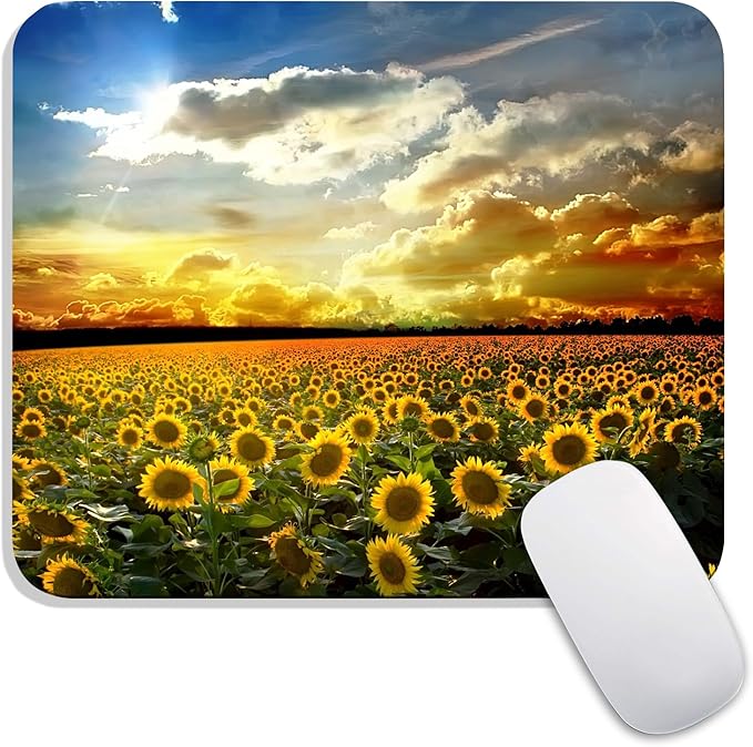 Square Mouse Pad Sunflower, Personalized Premium-Textured Custom Mouse Mat by Armanza