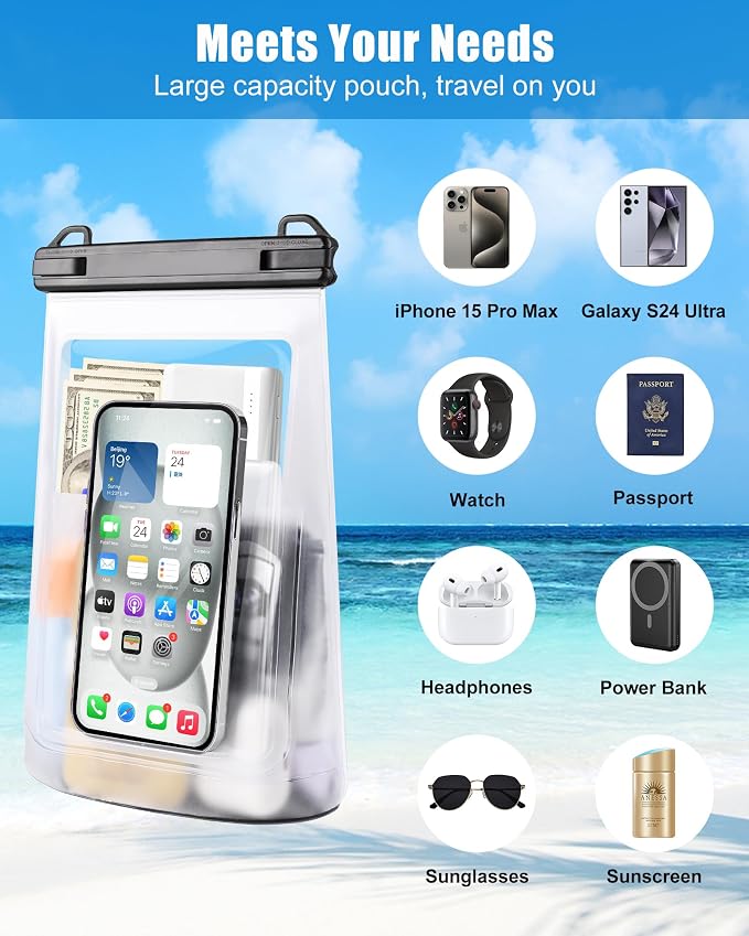 2L Waterproof Phone Pouch for iPhone 16 15 14 11 Pro Max & Galaxy S24 S21 - Image 2