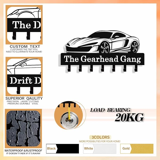 Personalized Car Key Holder Wall Mount, Custom Metal Key Rack Key Holder - Image 5
