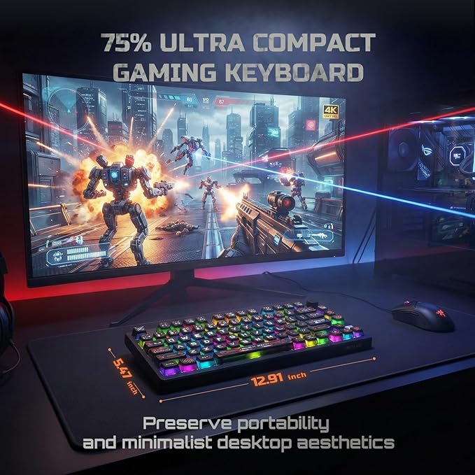 RK ROYAL KLUDGE 75% HE Mechanical Gaming Keyboard Wired Hall Effect Magnetic - Image 10