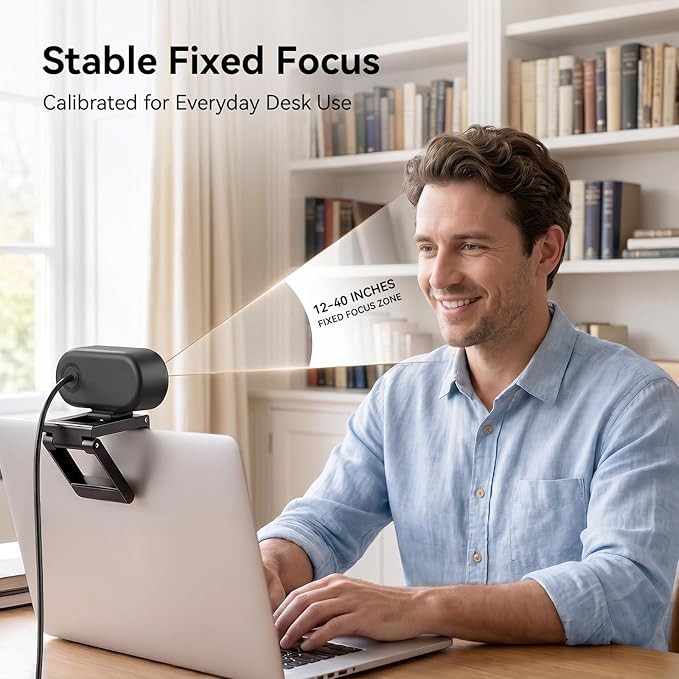 EMEET C100 2K Webcam for PC, Built-in Mic, Rotating Privacy Cover, Portable - Image 8