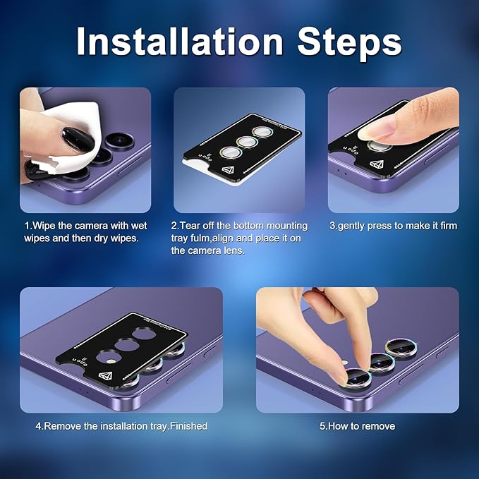 for Samsung Galaxy S24 Camera Lens Protector, Individual Metal Ring Tempered - Image 6