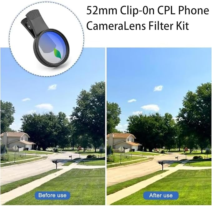 Sightfelt 52mm Clip-0n CPL Phone CameraLens Filter Kit, Circular - Image 7