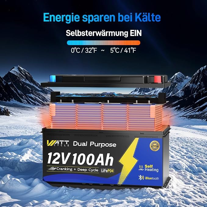 12V 100Ah Dual Purpose Marine Cranking LiFePO4 Lithium Battery Bluetooth - Image 8
