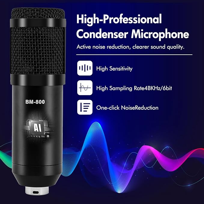 ALSO GO Podcast Equipment Bundle, Professional BM-800 Podcast Microphone - Image 3