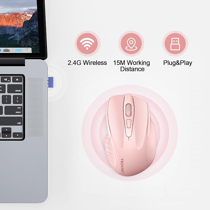 TECKNET Rechargeable Wireless Mouse, 2.4G Silent Mouse, Quiet Click, 6 - Image 6