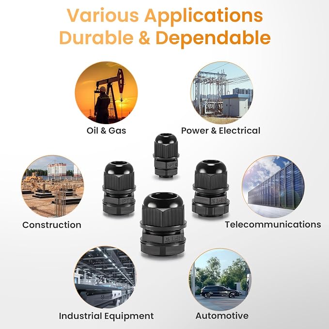 QILIPSU 32pcs NPT Cable Gland Kits 1/4" 3/8" 1/2" 3/4" Waterproof IP68 Nylon - Image 7