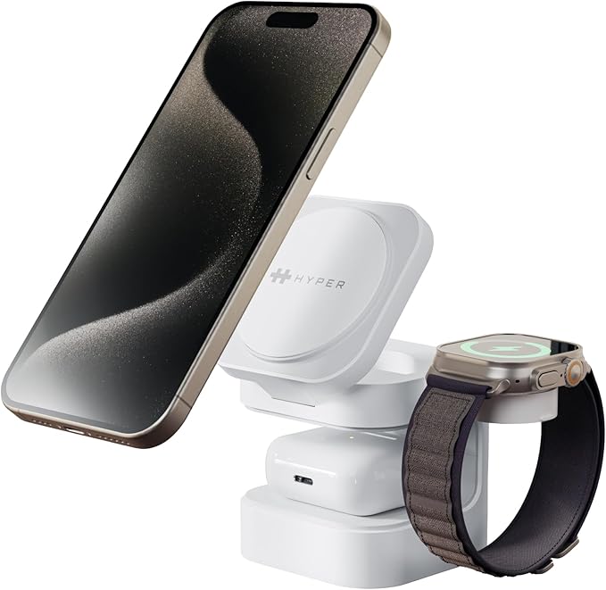 HyperJuice 3-in-1 Wireless Charger Qi2 Magnetic Stand — Fast Charger by HYPERProductsInc