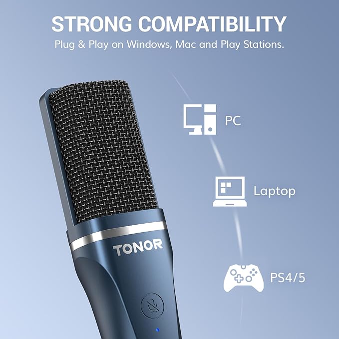 TONOR TC-777 Podcast Microphone, USB Computer Microphone, Cardioid Condenser PC - Image 5