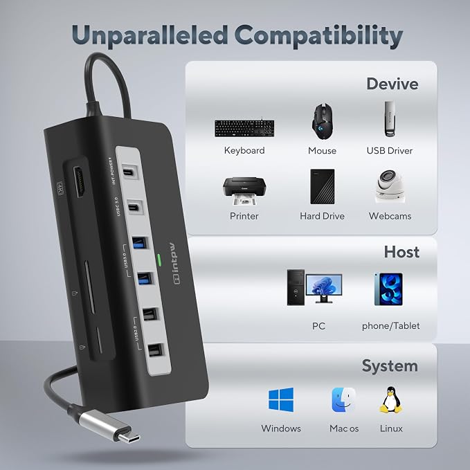 USB C Hub, INTPW 9-in-1 USB Multiport Adapter - Image 8