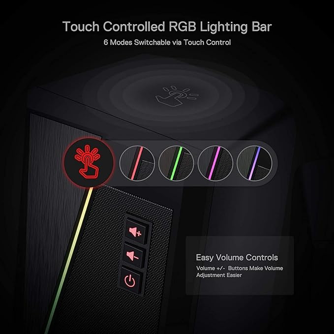 Redragon GS520 RGB Desktop Speakers, 2.0 Channel PC Computer Stereo Speaker - Image 5