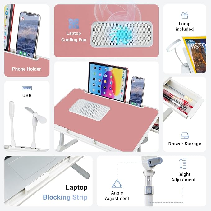 Laptop Lap Desk Include Cooling Fan, Adjustable Lap Desk - Image 4
