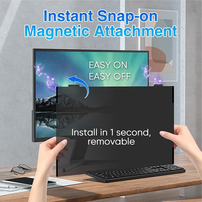 Magnetic Computer Privacy Screen 24 Inch, Removable Hanging Privacy Screen - Image 2
