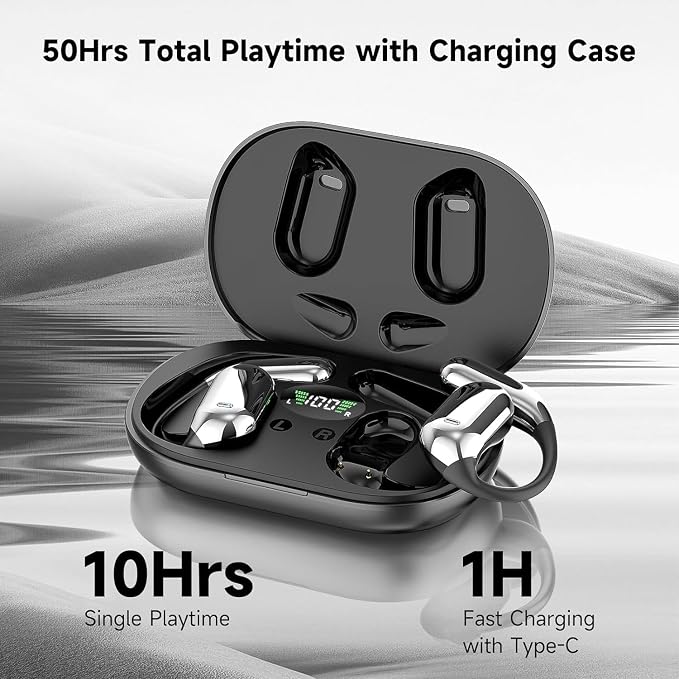 Open Ear Clip Wireless Earbuds Bone Conduction Headphones, Open Ear Design - Image 4