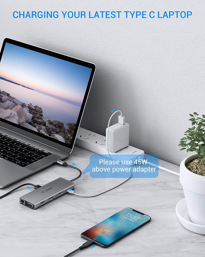 USB C Hub, TOTU Upgraded 13 in 1 Type C Hub to 4K HDMI & DP, 2 USB3.0/2 - Image 7