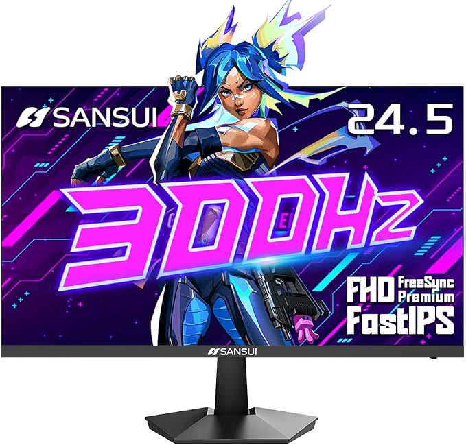 SANSUI Gaming Monitor, 24.5" 300hz 240hz FHD 1080P 1ms FPS PC Monitor Gaming by SANSUI