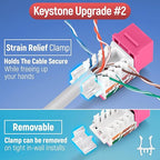 Everest 45° Angled RJ45 Cat6 Keystone Jacks 50-Pack in Pink - Image 4