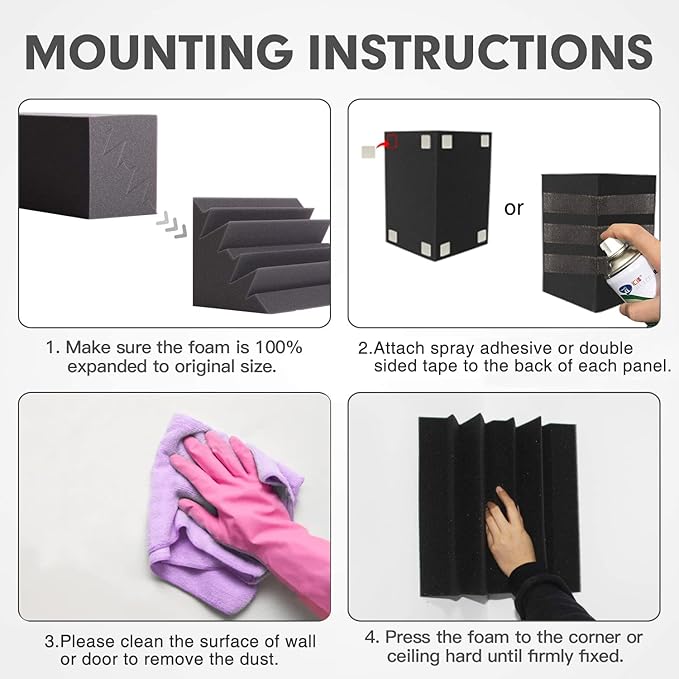 8 Pack - Bass Traps Acoustic Foam Corner, High Density and Fire-Proof Bass - Image 6