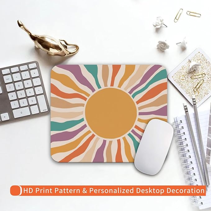 Square Mouse Pad Retro Sun, Personalized Premium-Textured Custom Mouse Mat - Image 6