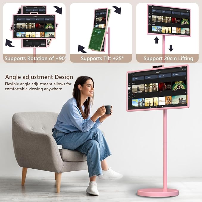 OFD 32" Portable TV on Wheels FHD, Android 15, EDLA-Certified, Rolling TV - Image 6