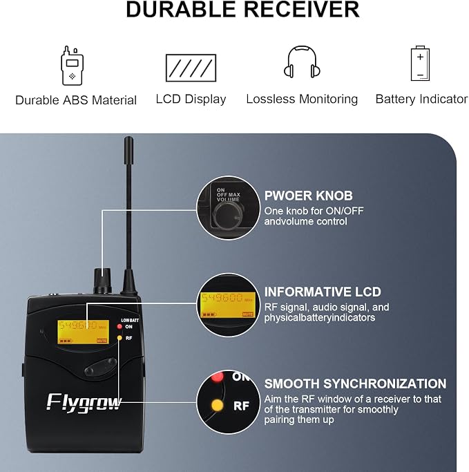 Pro UHF Wireless in Ear Monitor System, Metal IEM Dual Channel Wireless - Image 2