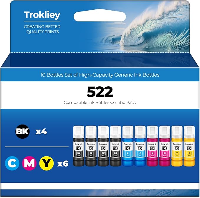 522 Ink Refill Bottles ET-2800 ET-4800 ET-2400 ET-2803 Ink Refill Replacement by Trokliey
