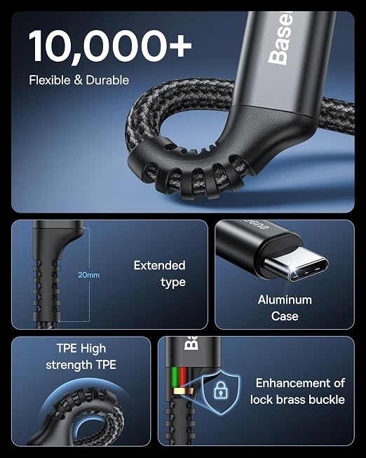 Baseus USB Type C Cable for Car, Nylon Braided Carplay Cable Compatible - Image 4